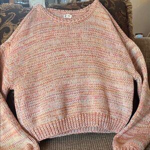 Billabong Size Large Cozy Marbled Pink Crewneck Sweater